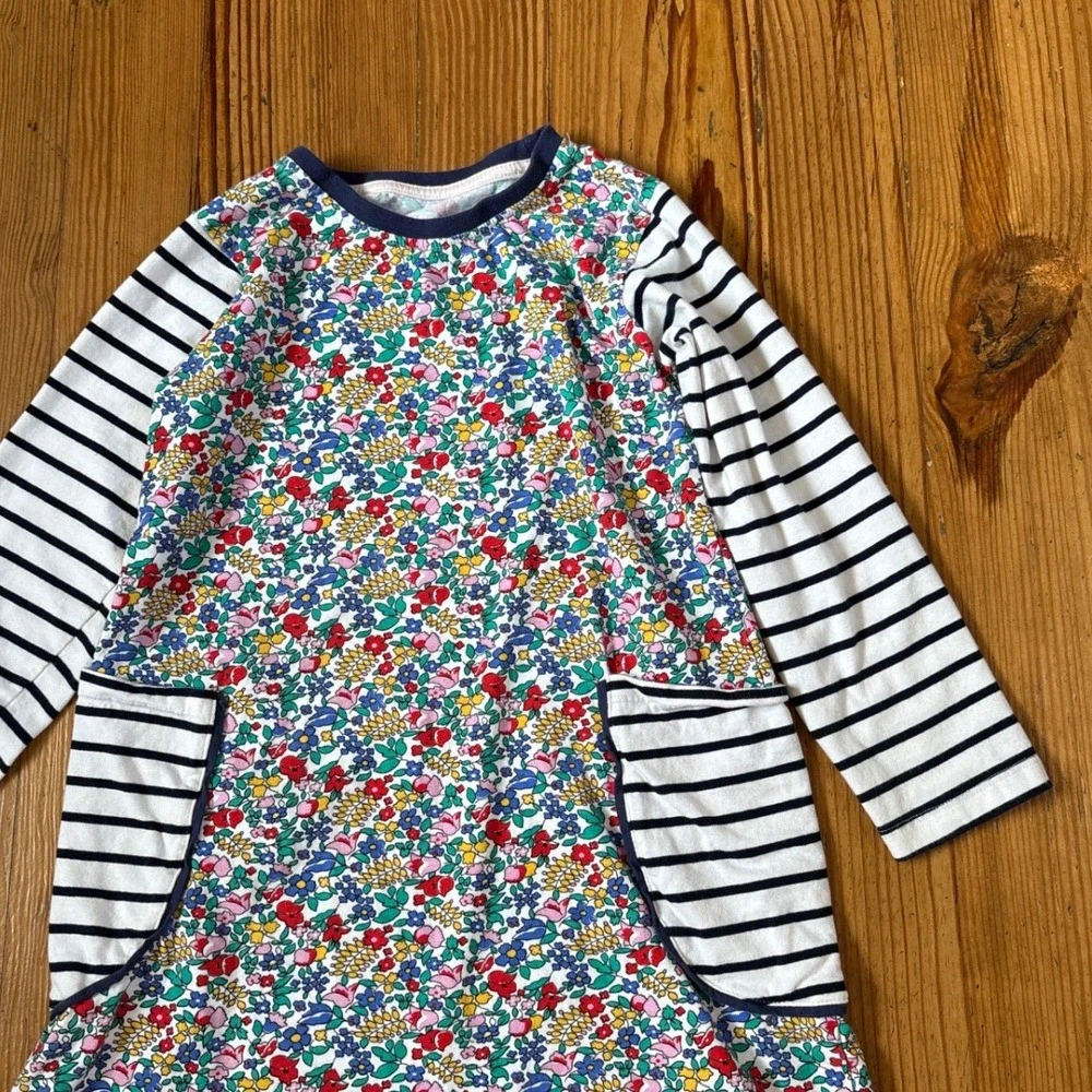 Zhongshan Baister Floral‎ Stripe Mixed Print Dress Kids Multicolor SIZE 6Y